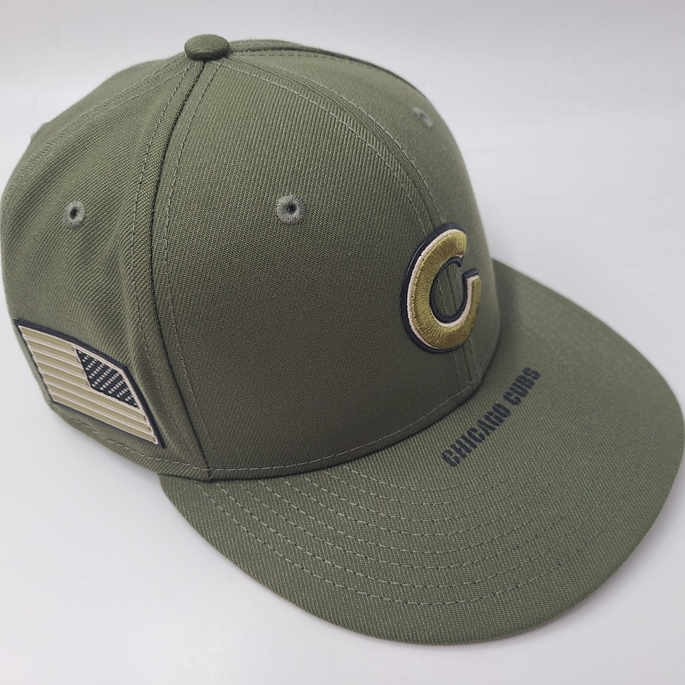 Chicago Cubs Hat Fitted 7 1/4 New Era 59Fifty Green MLB Armed Forces Day 2026